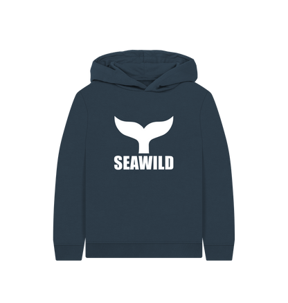 Navy Blue Printed Kids Hoodie Front