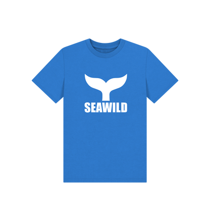 Bright Blue Printed Kids T-Shirt Front