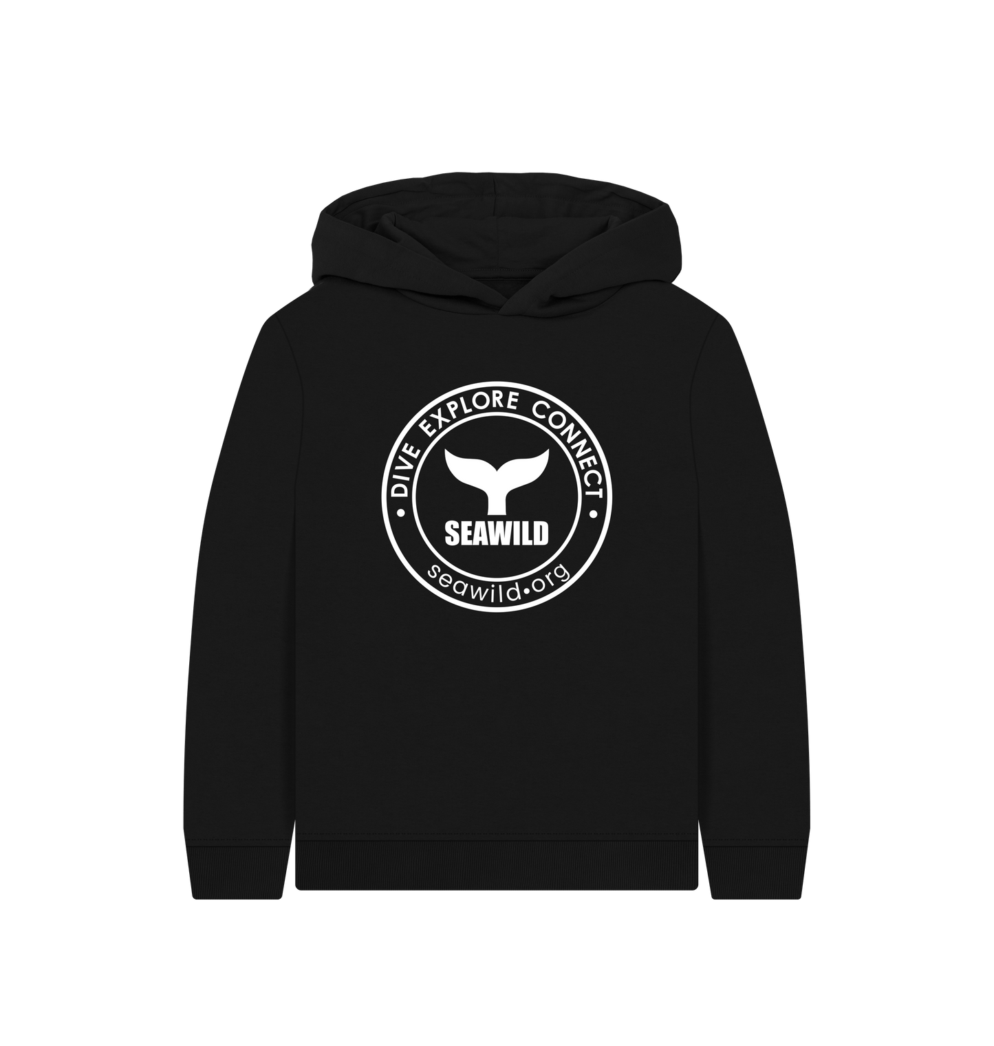 Black Printed Kids Hoodie Front