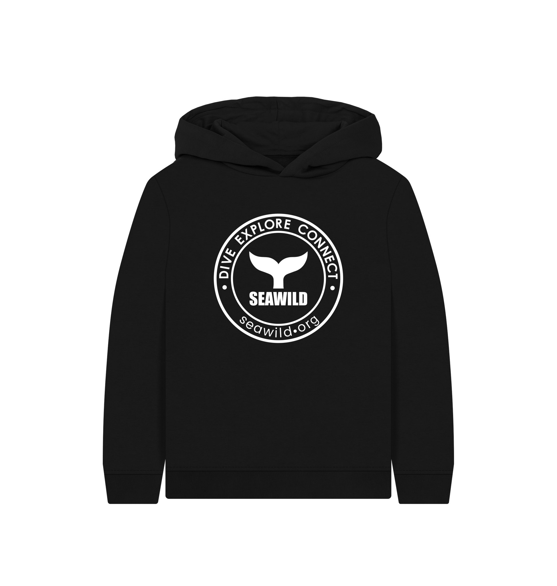 Black Printed Kids Hoodie Front