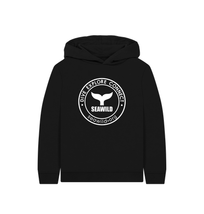 Black Printed Kids Hoodie Front