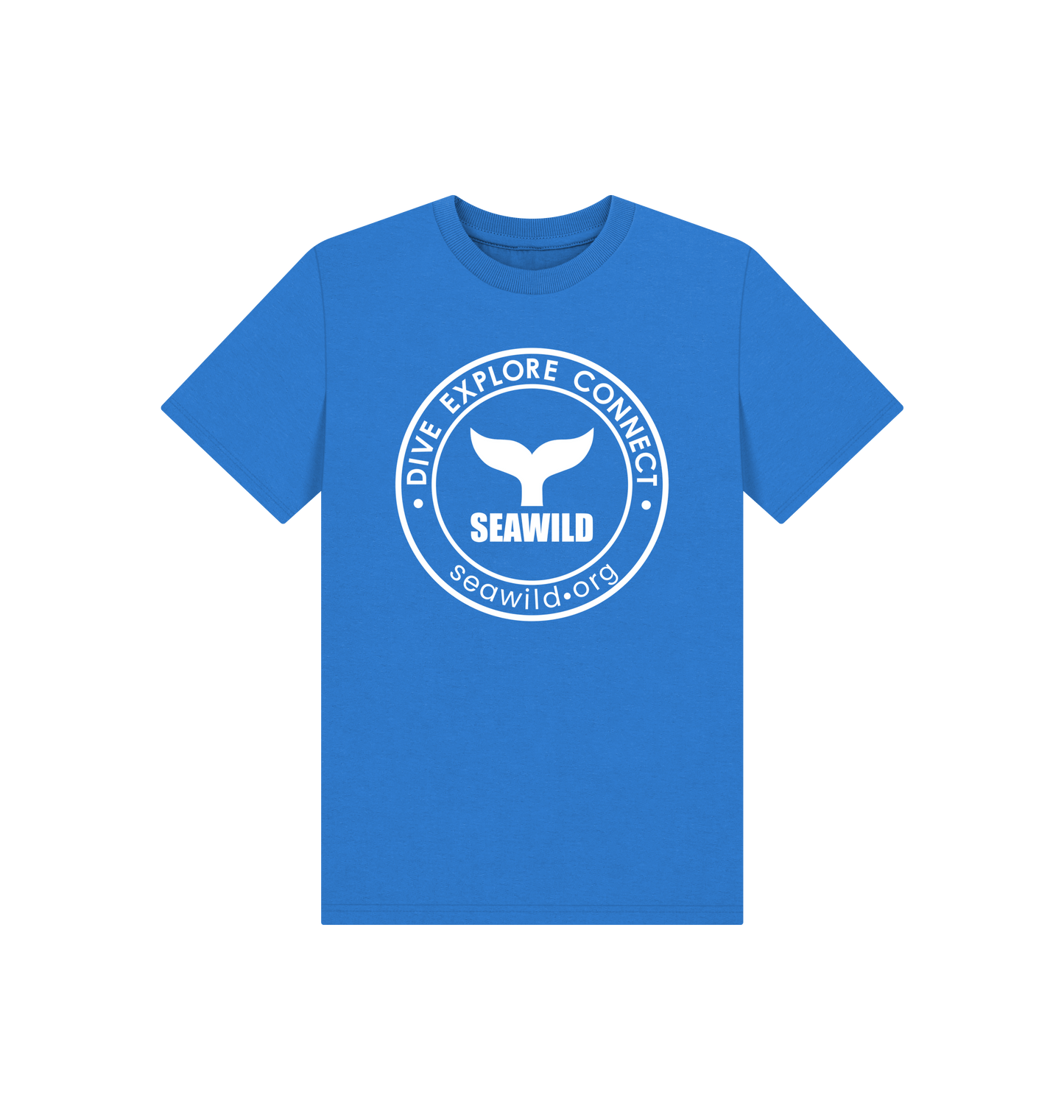 Bright Blue Printed Kids T-Shirt Front