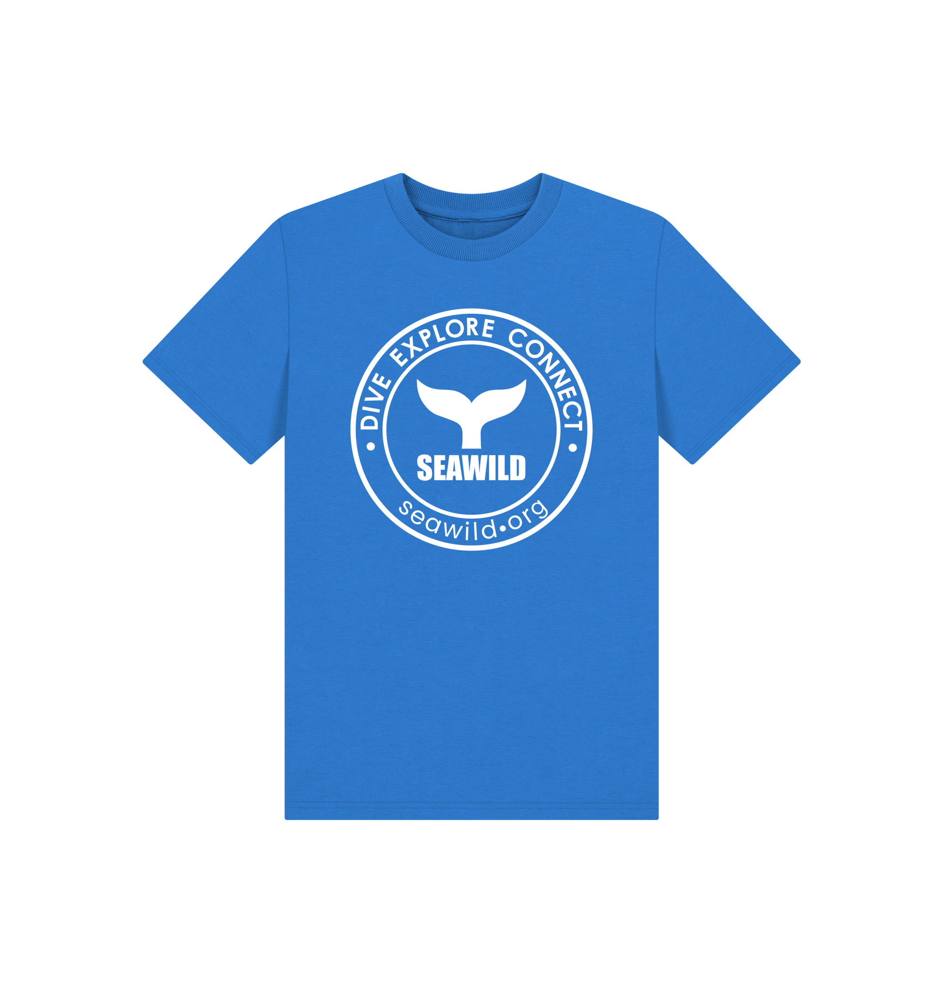 Bright Blue Printed Kids T-Shirt Front
