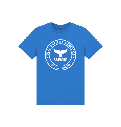 Bright Blue Printed Kids T-Shirt Front