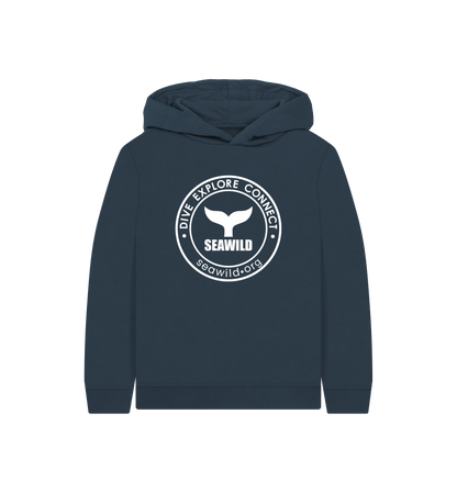 Navy Blue Printed Kids Hoodie Front