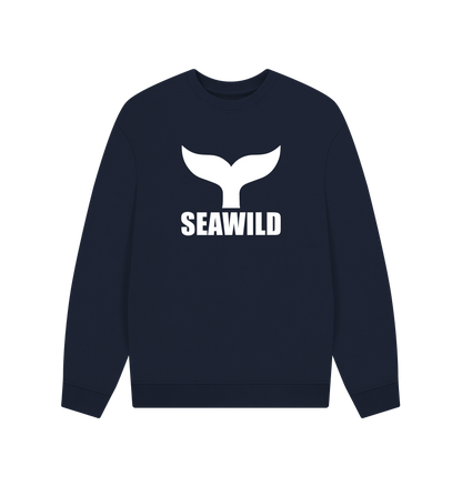 Navy Blue Printed Sweater Front