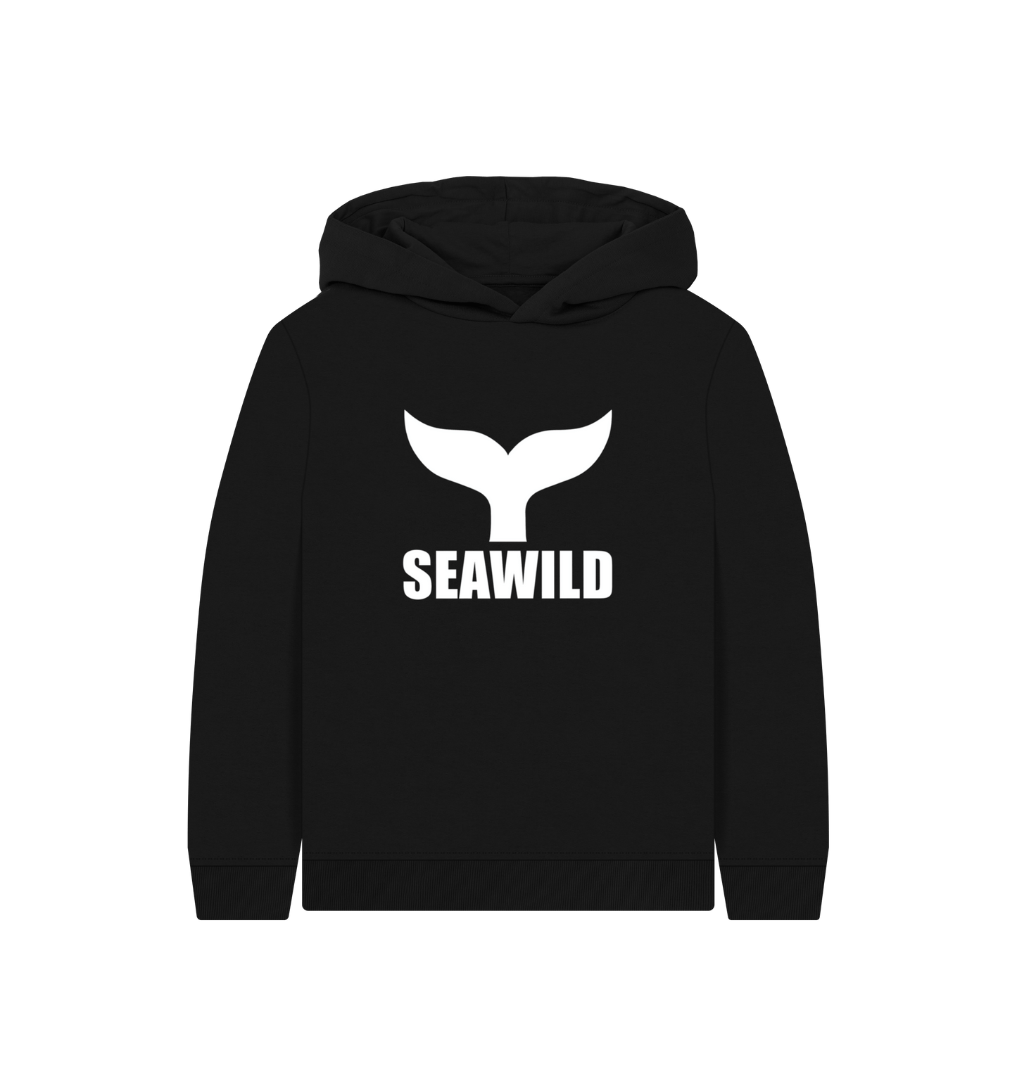 Black Printed Kids Hoodie Front