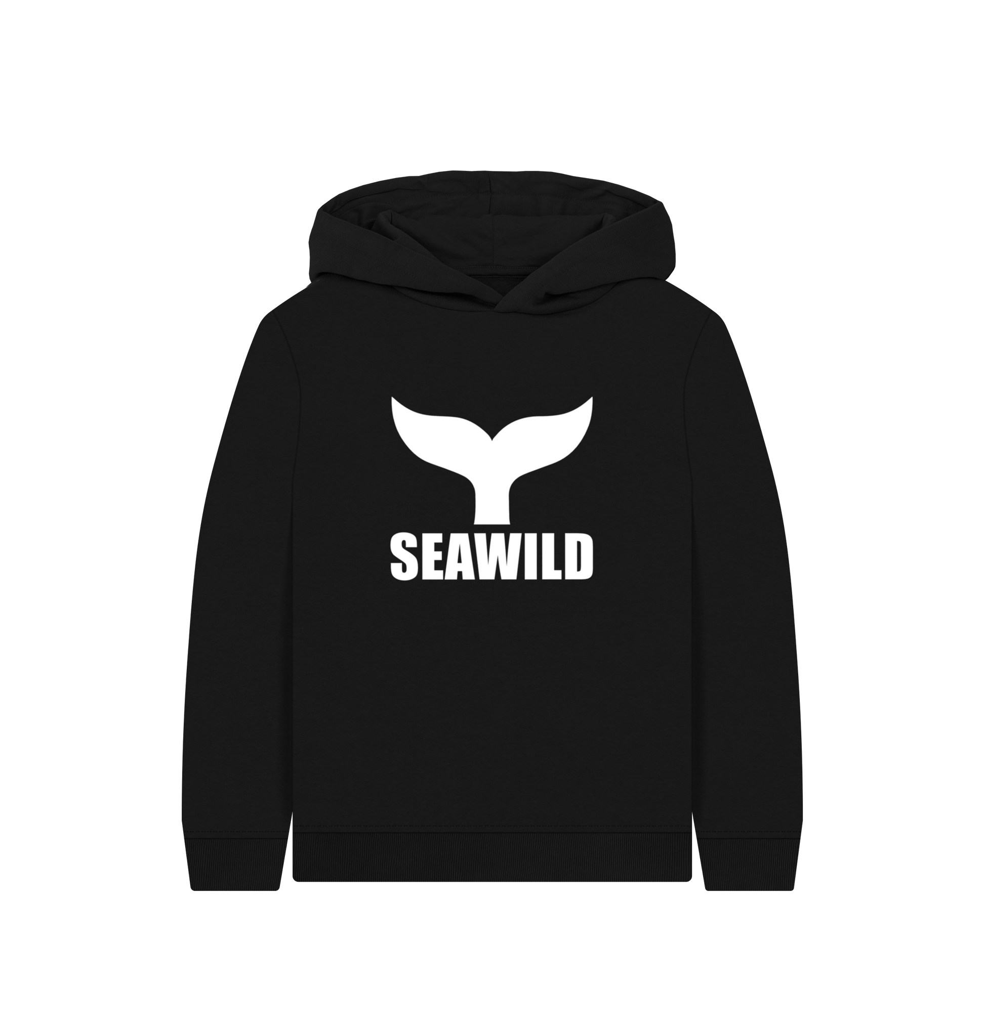Black Printed Kids Hoodie Front