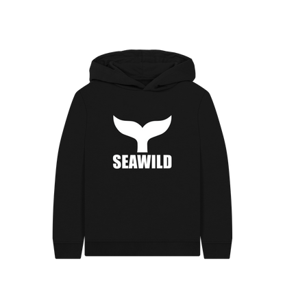 Black Printed Kids Hoodie Front